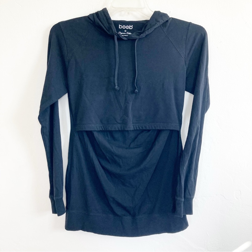 Boob Design Black Nursing Pullover Hoodie Sweatshirt Medium